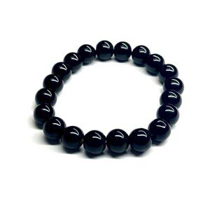 Handmade Obsidian Stretch Bracelet Spiritual Protection Chakra Balancing Energy